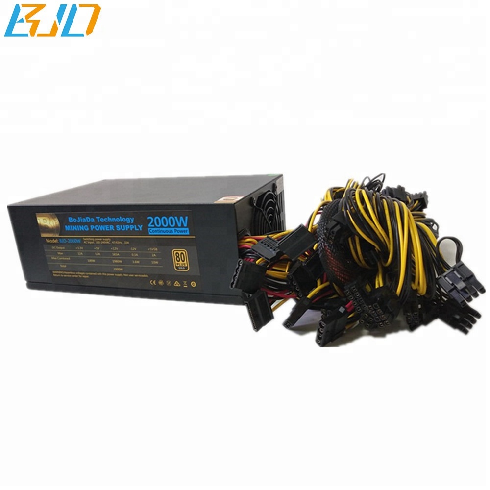 220V 2000W ATX переключатель питания 80 Gold Plus PSU для 8 GPU майнинга в наличии