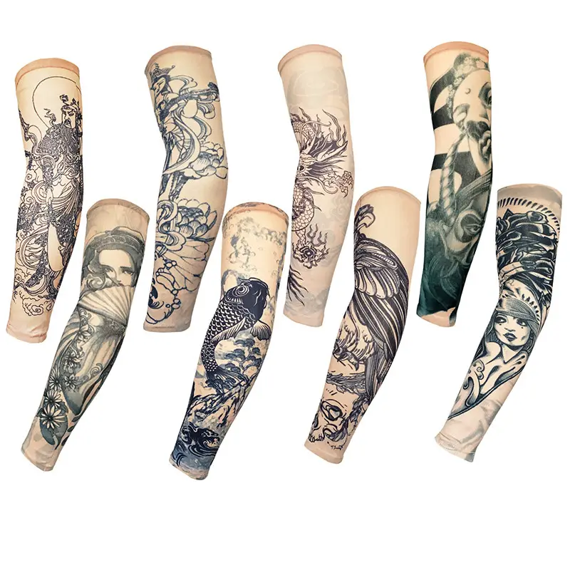 3D Print Tattoo Sleeves Men Women Summer UV Sun Protection Cool Cycling Sleeves