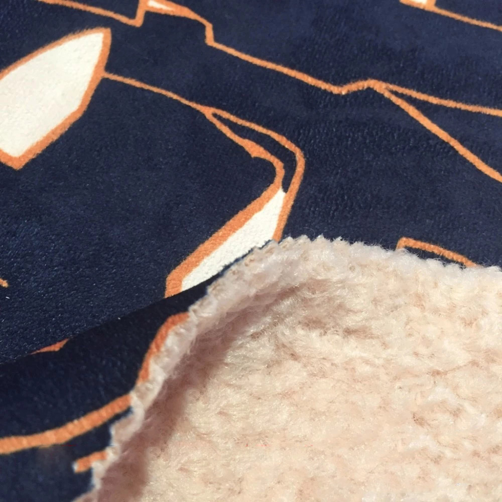 new style printed synthetic suede fabric with faux fur fabric for garment