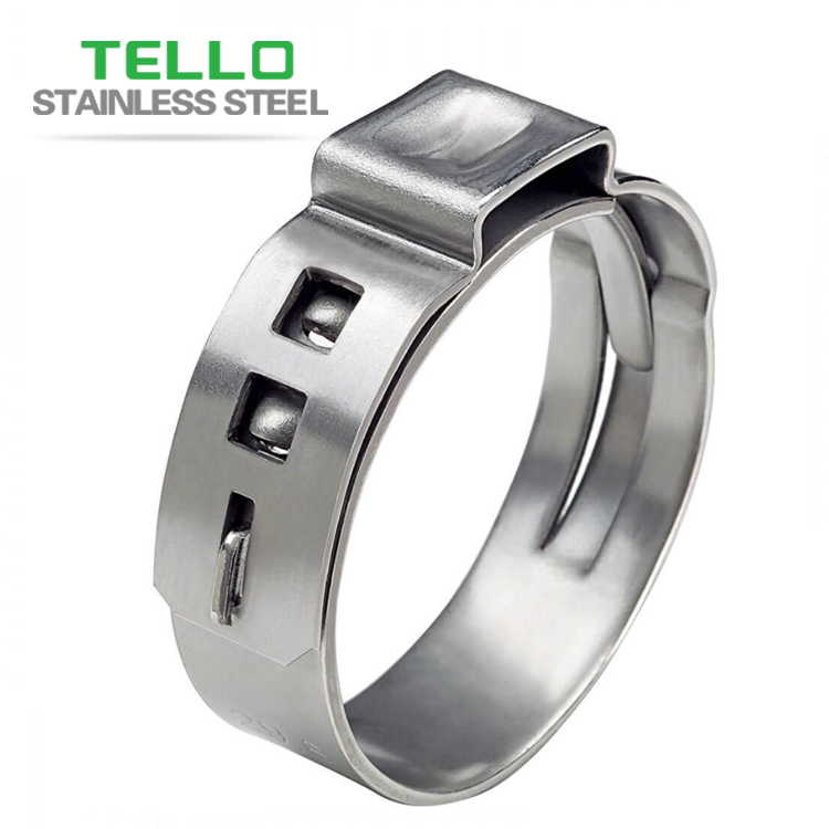 stainless steel stepless single ear hose clamp