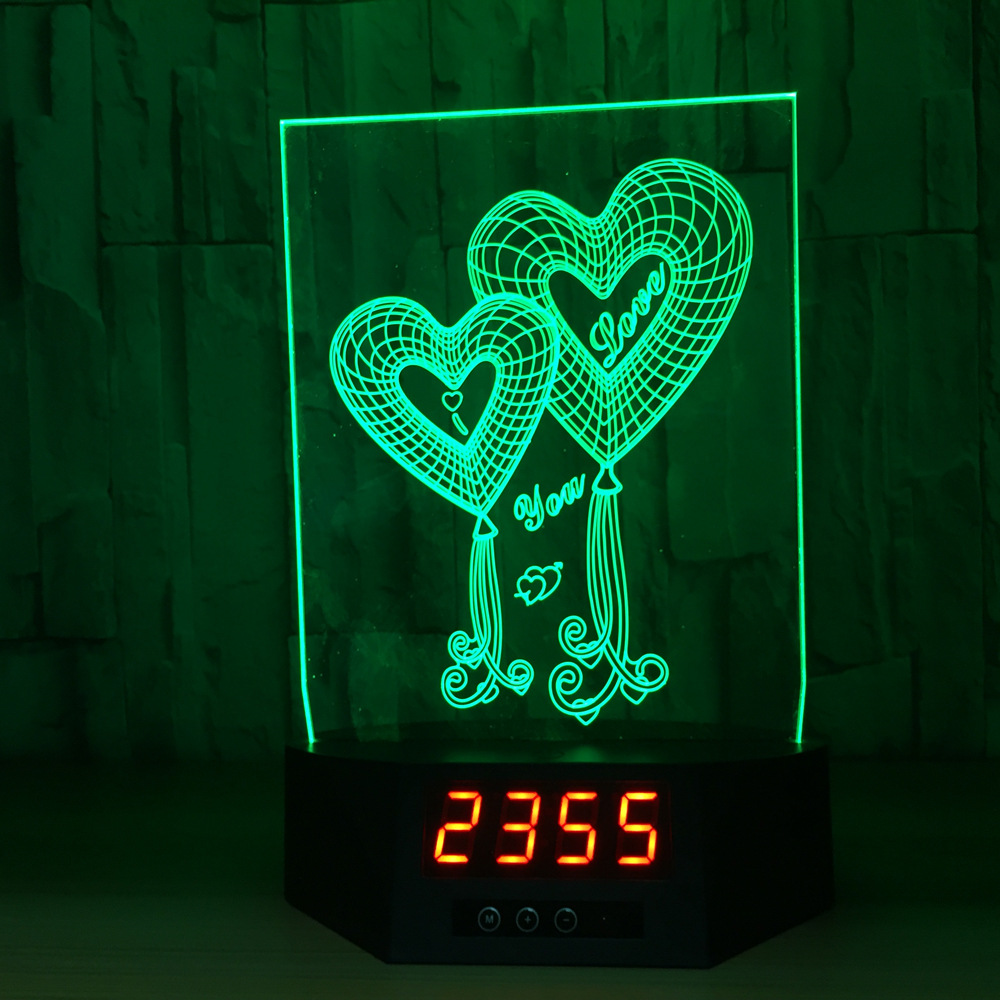Zogift OEM челнока 3D иллюзию двойной сердце любовь ночника номер Украшение лампы с led color changing лучшие продажи товаров