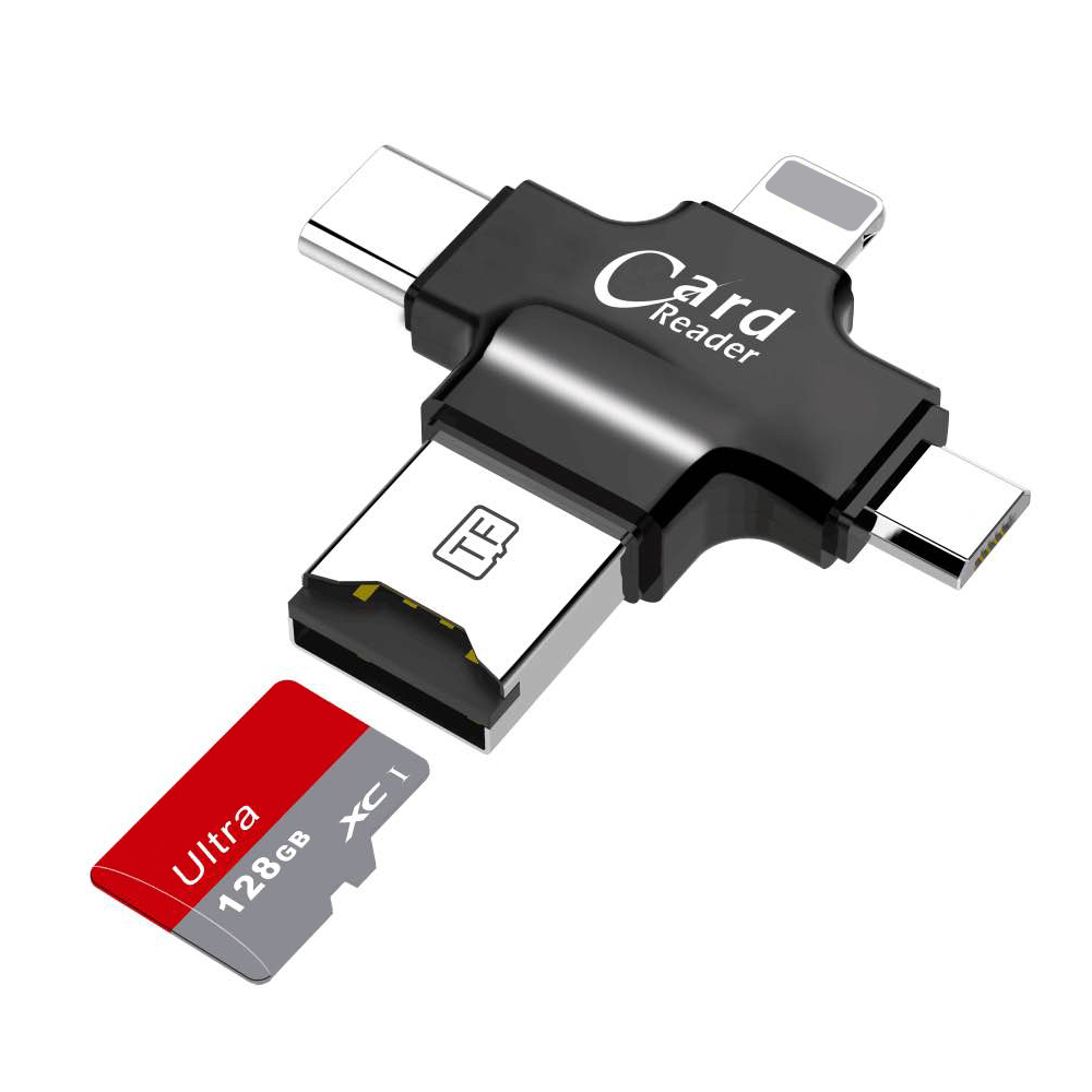 Заводская цена 4 в 1 SD карта адаптер Card Reader с Micro USB Type-C USB разъем для iPhone