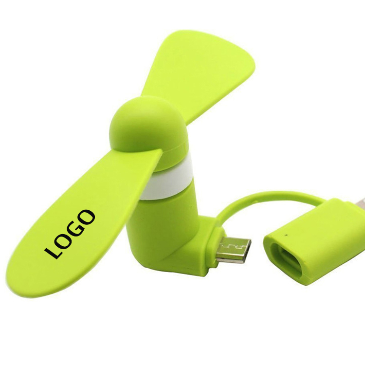 Высококачественный портативный Micro USB вентилятор 2 в 1 с логотипом на заказ, охлаждающий маленький мини-вентилятор для мобильного телефона, фирменный для Android, iPhone