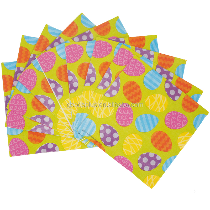 colorful napkin 33x33 for party with printed paint eggshell printed paper napkin