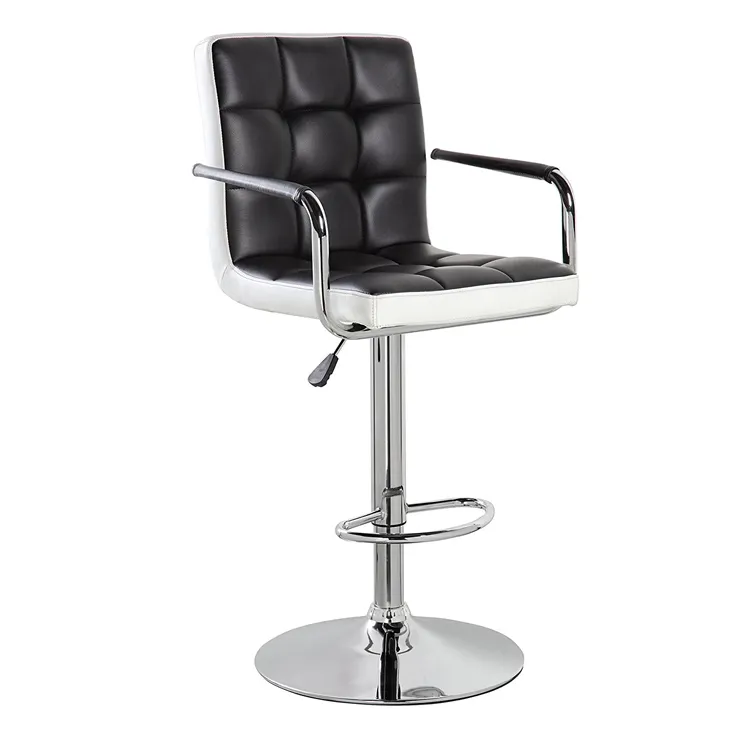 Comfortable cheap adjustable height swivel metal leather chair bar stool