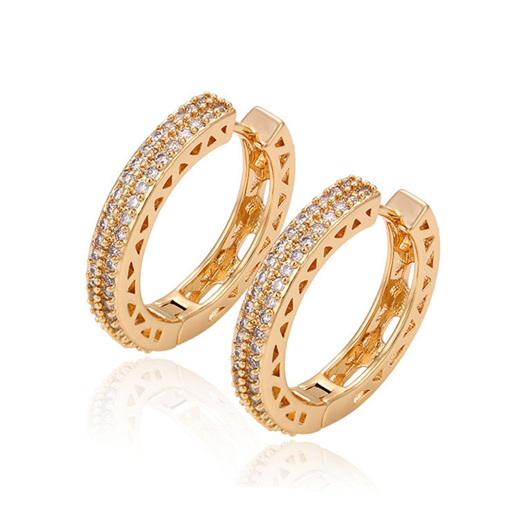 29651 Xuping Fashion 18K Gold Plated Earrings Elegant popular Huggies earrings With Glass