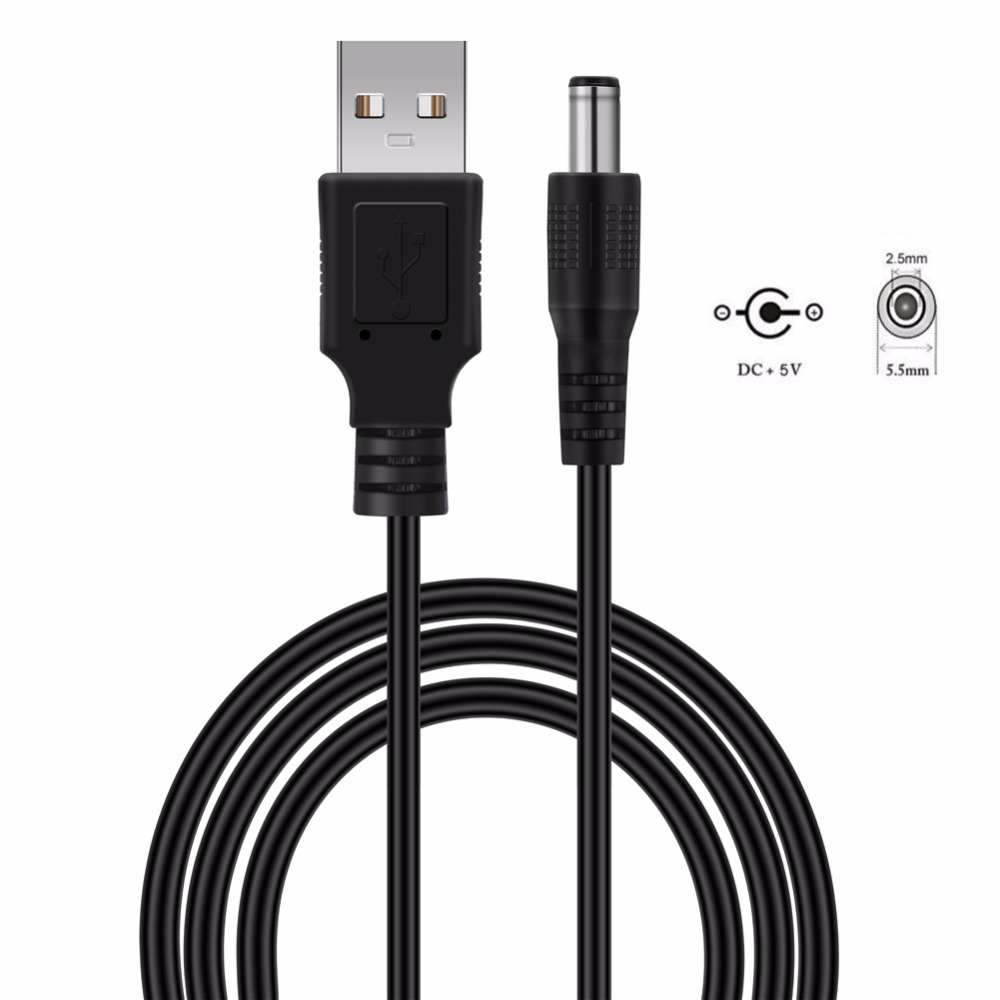 3,3 фута 1 м Новый USB 2,0 A штекер до 5,5 мм * 2,5 мм Цилиндрический разъем 5 В DC зарядное устройство Кабель питания Шнур поддержка заказа на заказ