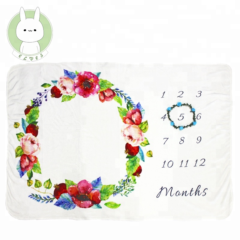 102X152cm Kids Baby Blanket Swaddle Soft Flannel Bathing Towels Flower Numbers Printed Wrap DIY Baby Newborn Photography Blanket