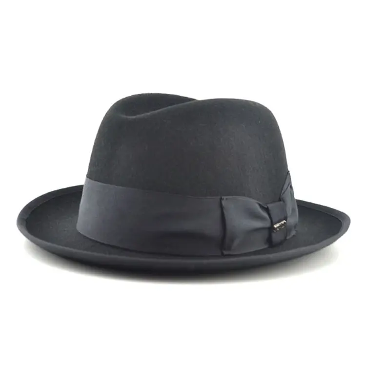 Горячая Распродажа, модная декорированная черная фетровая шляпа