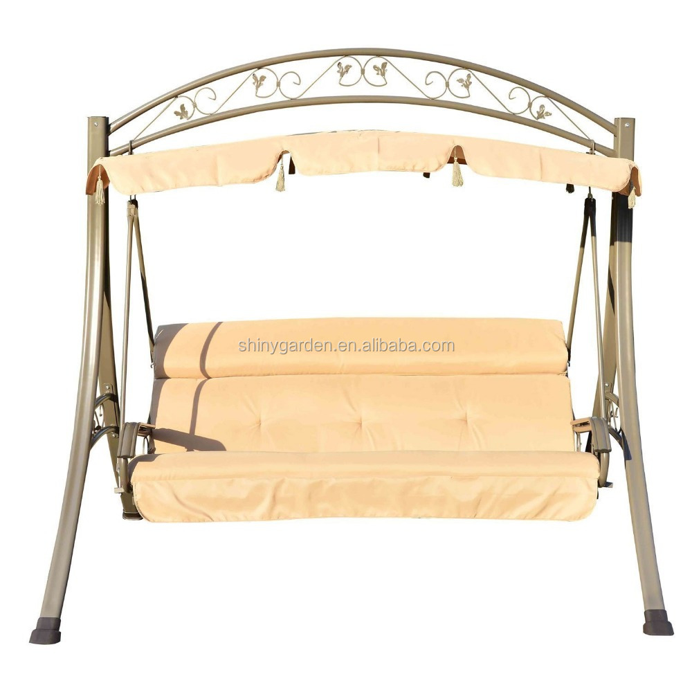 Luxury Outdoor Garden Patio Three Seated Swing Chair with New Armrest