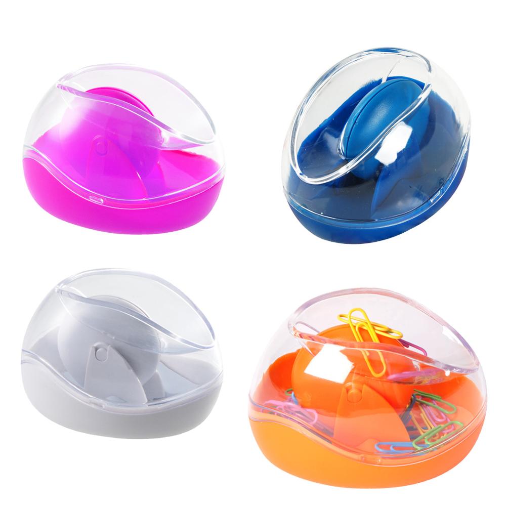 Multi-color base clear transparent ABS plastic oval magnetic round roller ball documents office note paper stationery clip case