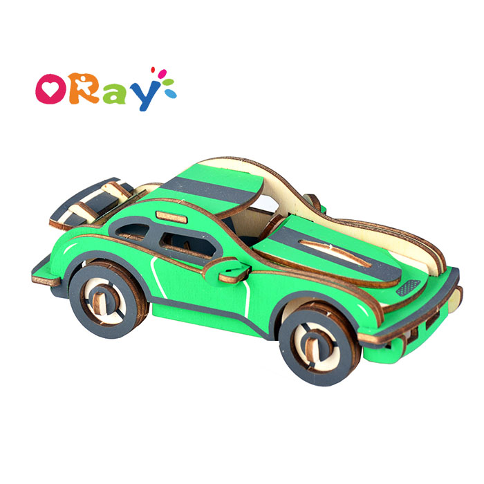 Oray красочные окрашенные DIY автомобиля игрушечные лошадки 3D деревянные развивающие паззлы для детей