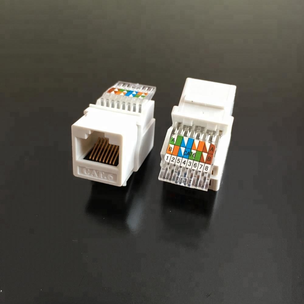 Cat6 RJ-45 Toolless Keystone UTP RJ45 со штекера на гнездо 90 градусов