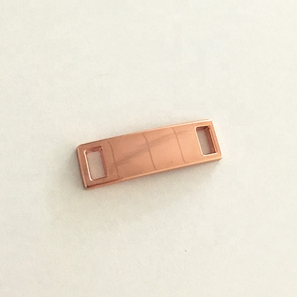 Rose Gold Pink Gold Zinc Alloy Metal Lace Locks Shoelace Tags 30x10mm Custom Logo Printed