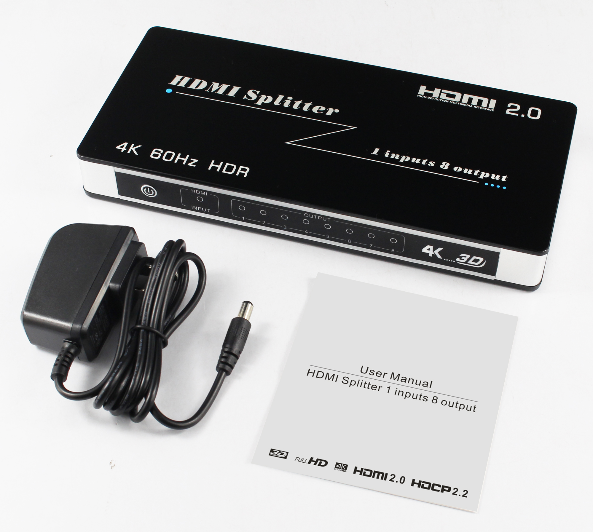 1x8 HDMI сплиттер 1 в 8 HDMI версии 2,0 Видео Аудио сплиттер с EDID