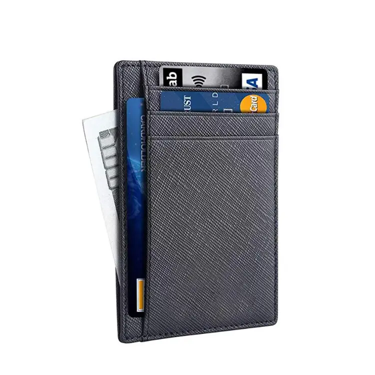 2020 Amazon Best Seller Corporate Business Gifts Genuine Leather Pocket Men ID Slim Card Holder Thin Wallet Rfid