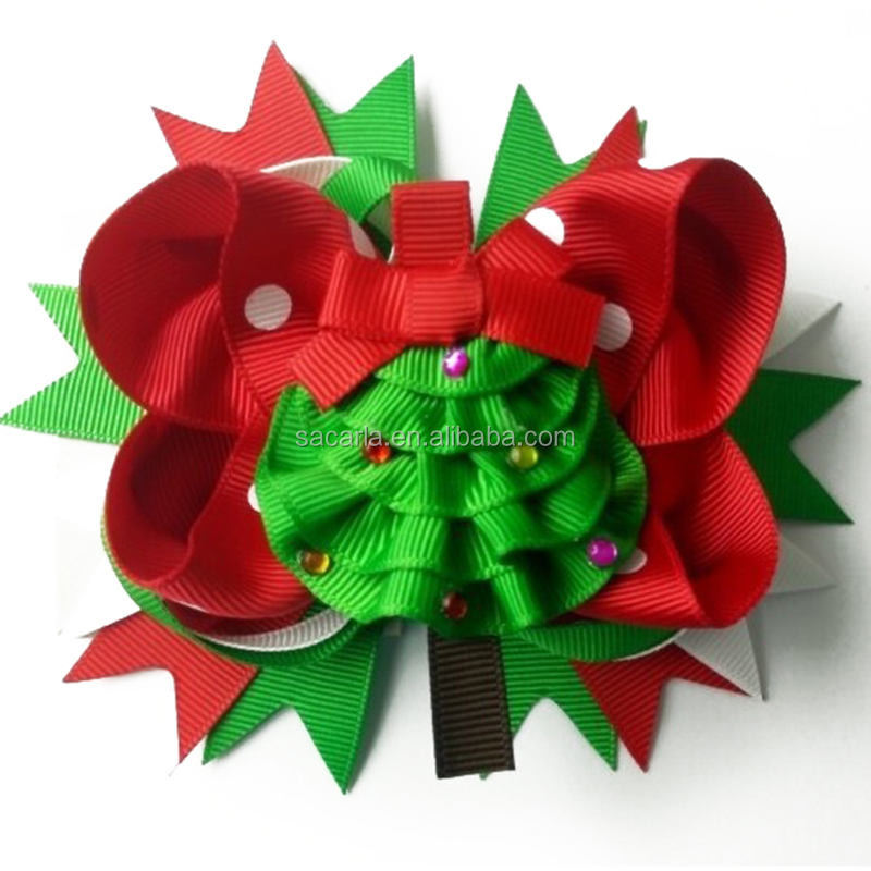 Christmas tree hair accessories hair bow for girls party