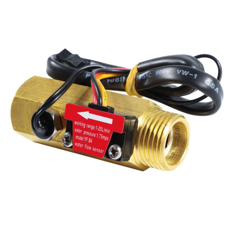HL-YFB4 Brass Hall Effect Turbine Flowmeter with Temperature Sensor 1-25L / min G1 / 2" G3 / 4" DN15mm 25mm Water Flow Sensor