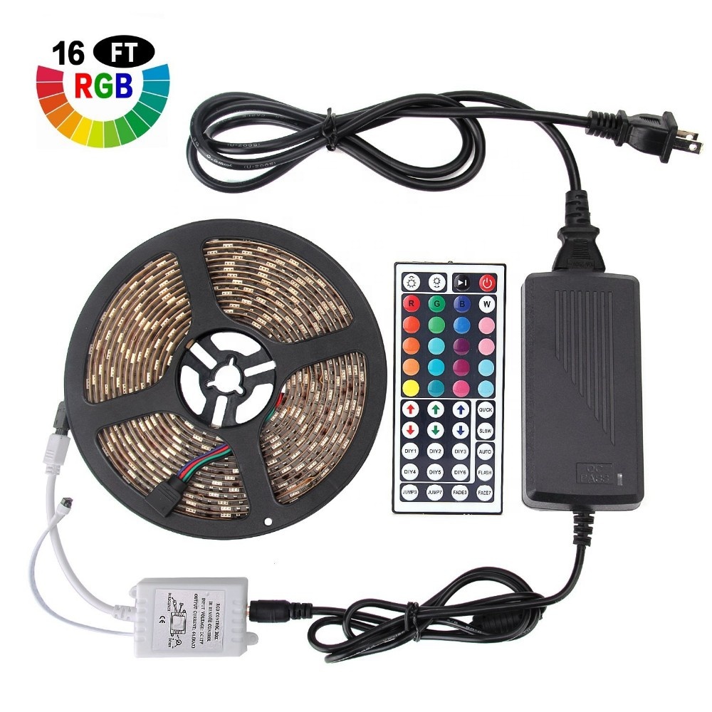 5 м/10 м (2*5 м) светодиодный ленточный светильник 5050SMD RGB светодиодный светильник лента DC12V 60 светодиодов/м + 24 клавиши ИК-пульт дистанционного управления