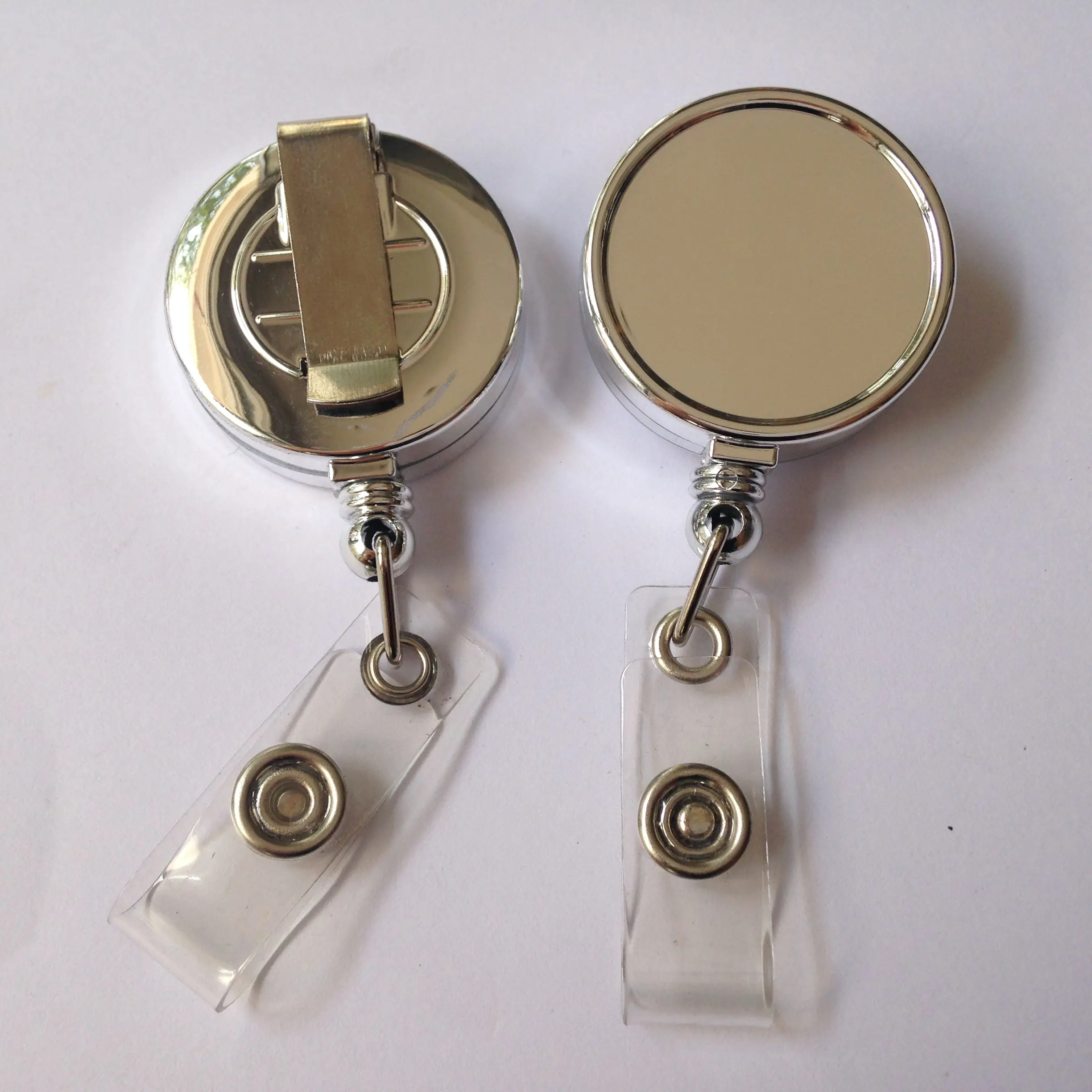 Hot sell Chrome plate silver color retractable badge reel