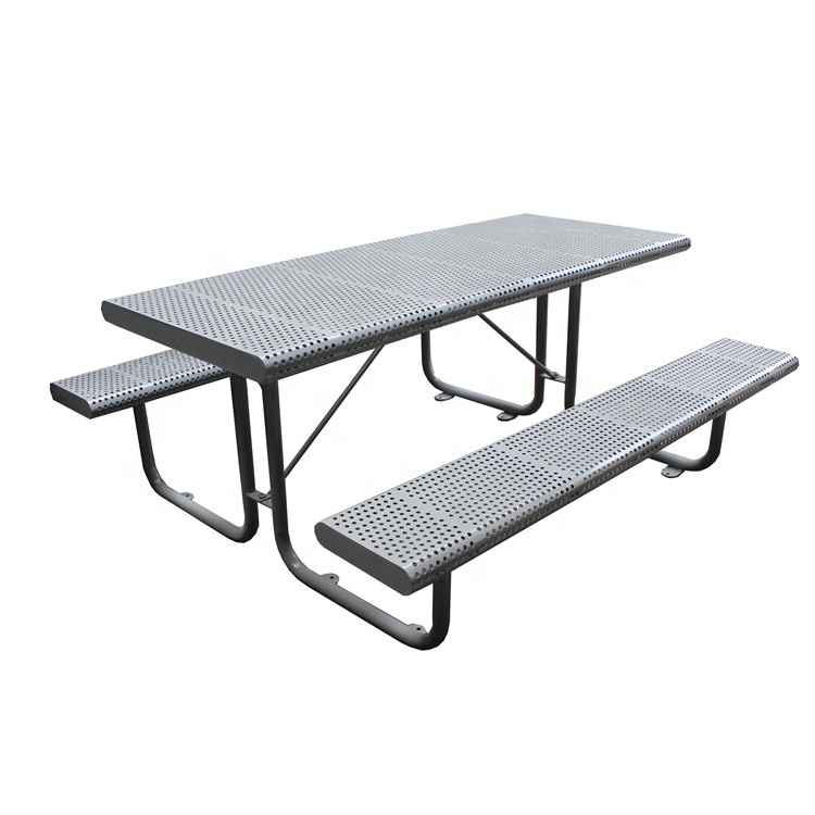 Metal picnic table iron street furniture outdoor picnic table and bench set steel joint bench and table outdoor