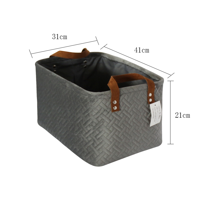 Popular customized flannelette fabric & cardboard storage basket with handles Clothes Organizer for living room