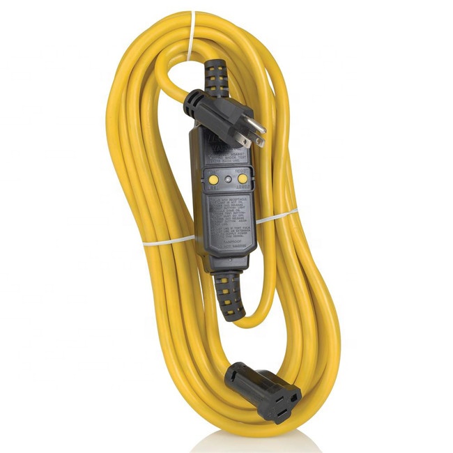 NEMA 5-15P plug to  NEMA 5-15R extension cord with in-line GFCI