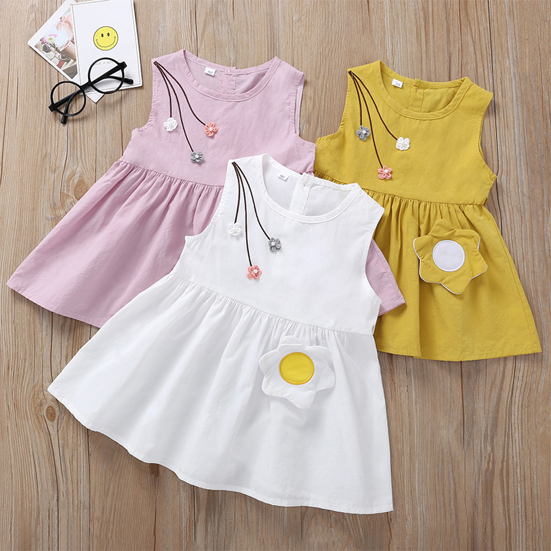 Flower Embroidered Toddlers Girls Princess Dresses Baby Girls A-Line Lovely Sleeveless Summer Dress Kids Girls Cotton Clothes