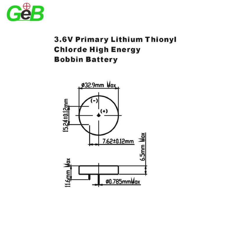 Горячая продажа ER32L65 3,6 V 1100mAh Кнопка Lisocl2 батарея