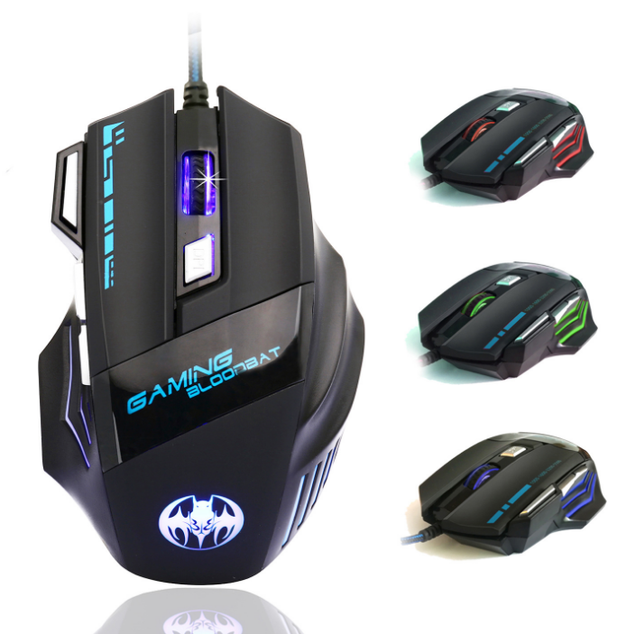 В наличии 7 кнопочная LED оптическая USB Проводная компьютерная мышь для PC Gamer