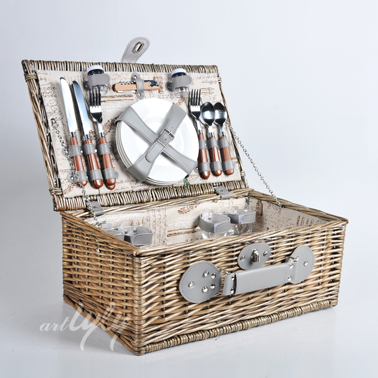 Wholesale 4 person wicker picnic hamper for 4 person