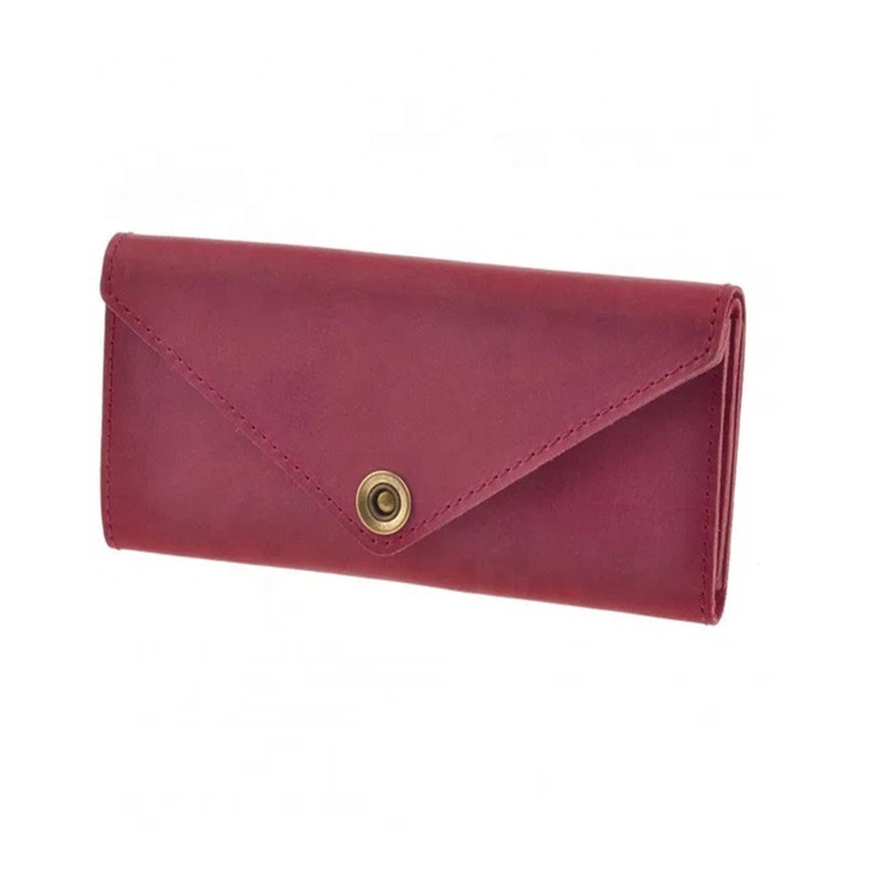 bolsas femininas wholesale rose red genuine leather wallet woman minimalist leather wallet custom logo