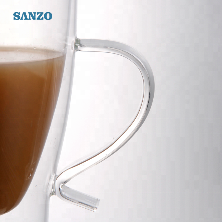 Чашка для кофе Sanzo ручной работы из боросиликатного стекла с двойными стенками