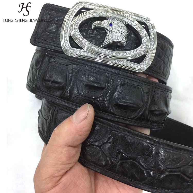 HS-CBO1 Most Popular Genuine Crocodile Leather Men Buckle Belt