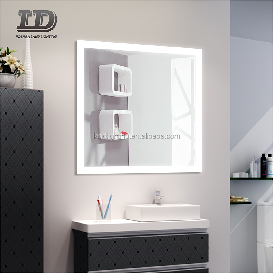LED Backlit Mirror Illuminated Bathroom Mirror with Anti-fog Function Wall Mounted Makeup Vanity Mirror Over Cosmetic Bath sink