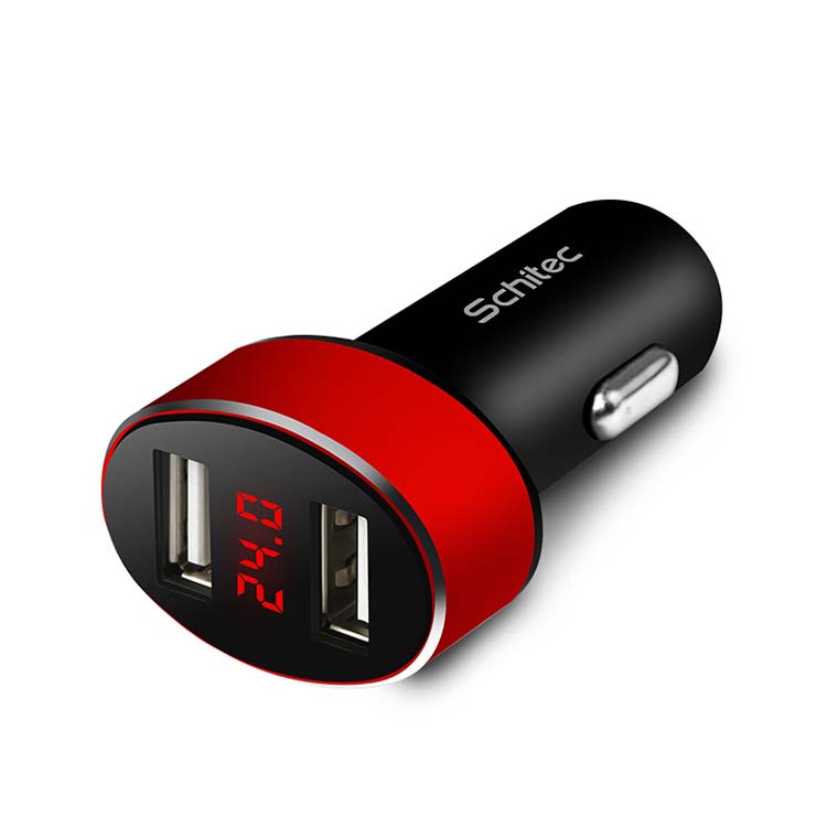 Двойное зарядное устройство usb 2,1 а для автомобиля со светодиодным дисплеем, быстрая зарядка