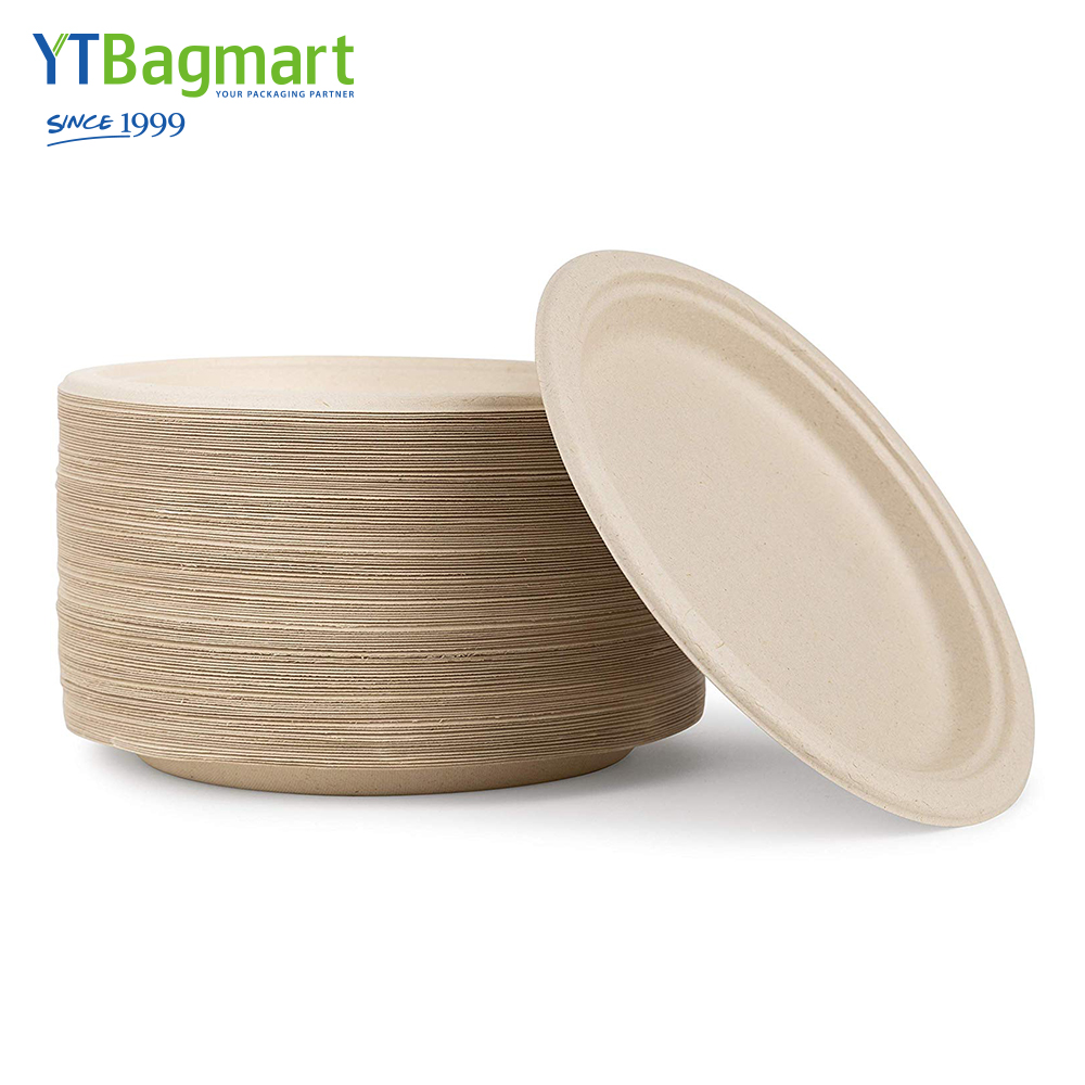 YTBagmart 9 "натуральные одноразовые тарелки Sugarcane Bagasse контейнеры Compostable бумажные тарелки