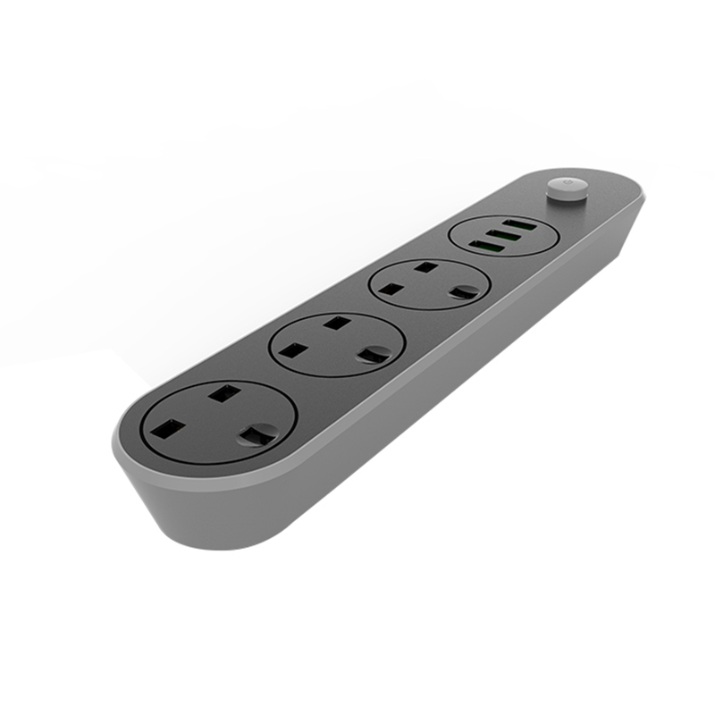 Умный удлинитель с тремя розетками британского типа и USB-портами
