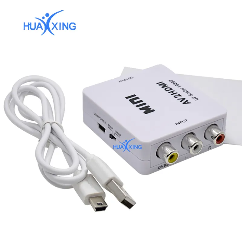 RCA To HDMI Converter 1080p 3RCA To HDMI CVBS AV Composite Video Audio Adapter With USB Charge Cable Support 1080P For PC