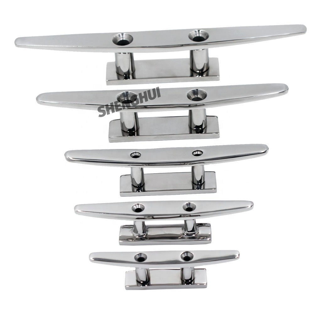 316 stainless steel marine hardware mirror polish low flat dock cleat