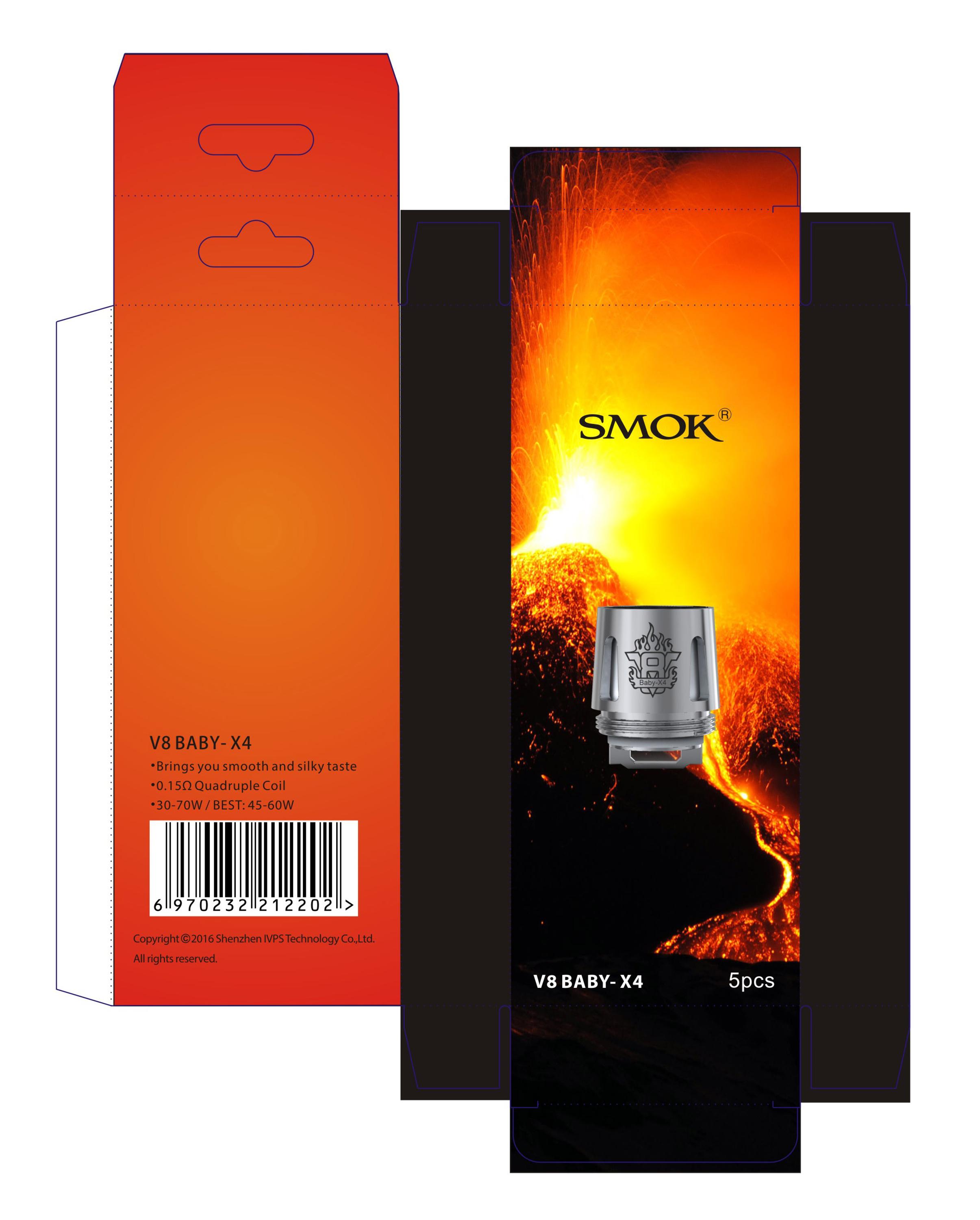 100% оригинальная катушка Smok V8 Baby-X4 0,15, Лидер продаж, катушки baby v8