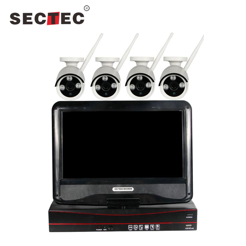 Sectec камеры системы видеонаблюдения Wi-Fi NVR с монитором 720 P 960 P Беспроводной NVR комплект 4 канала
