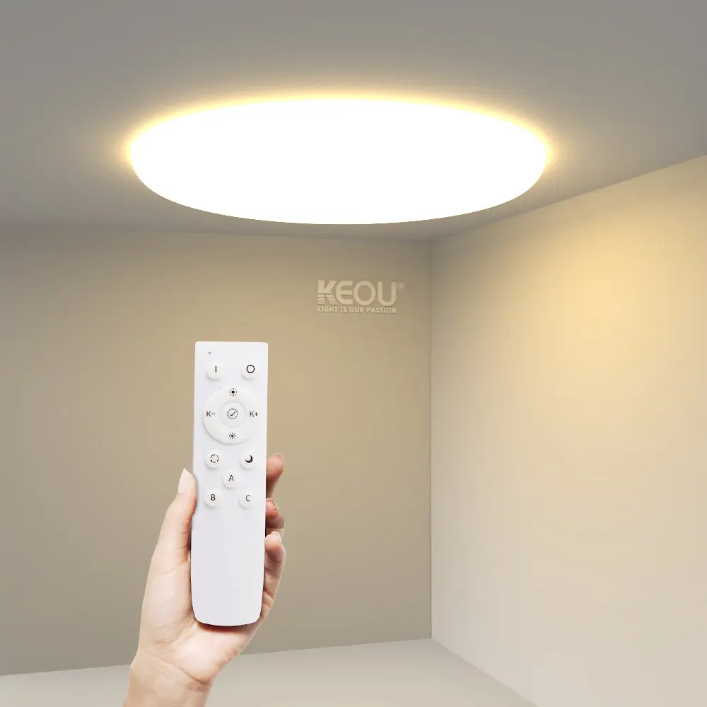 Dimmable smart remote control smd 3d recessed ceiling light round 18w frameless led panel lamp