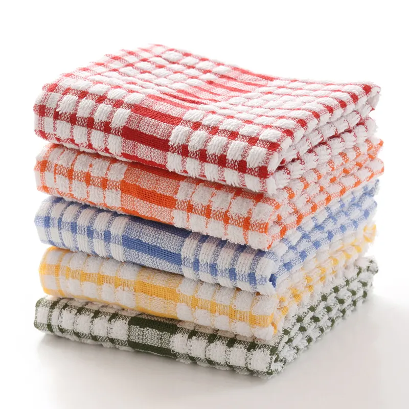 Luxury Water Absorbent Grid 100% Cotton Linen Kitchen Tea Towel