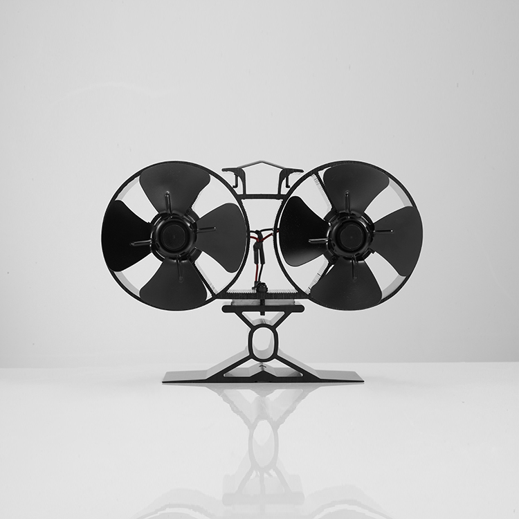 Double Head 8 Blades Ecofan Twins Motor Pellet Stove Top Fan Wood Fireplace Sets Accessories