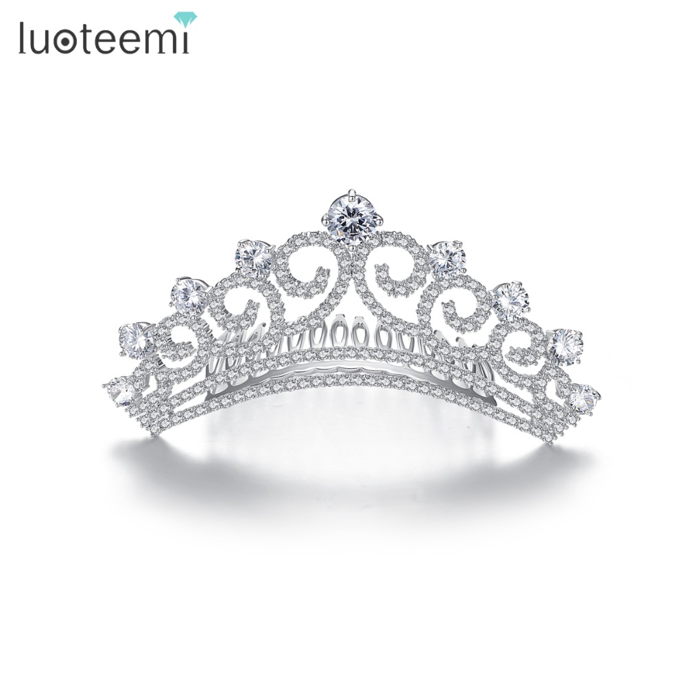 LUOTEEMI, европейские винтажные диадемы, свадебные украшения, Бальные короны с цирконием, свадебные аксессуары для волос