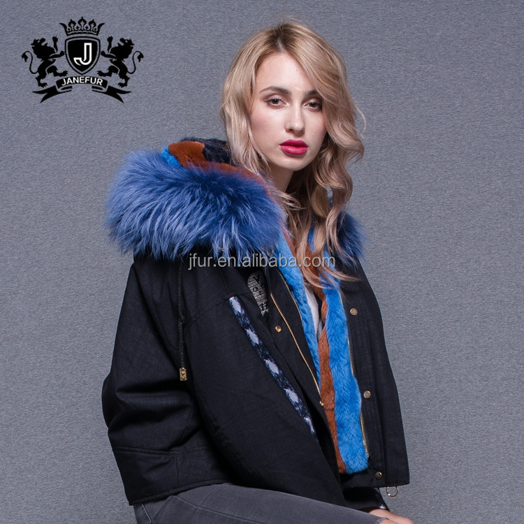Shortstyle куртка Женская мода черный вышитый меховым воротником на подкладке женские меховые парки