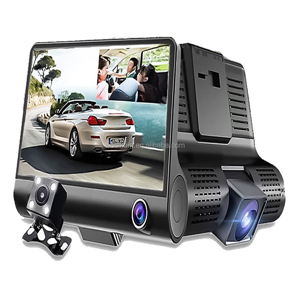 3 объектива 4 ''HD 1080P Автомобильный видеорегистратор, видеорегистратор, трехсторонний видеорегистратор, камера заднего вида с акселерометром