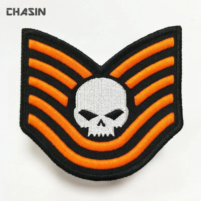 Custom 3d puff embroidery biker rank patch for uniform
