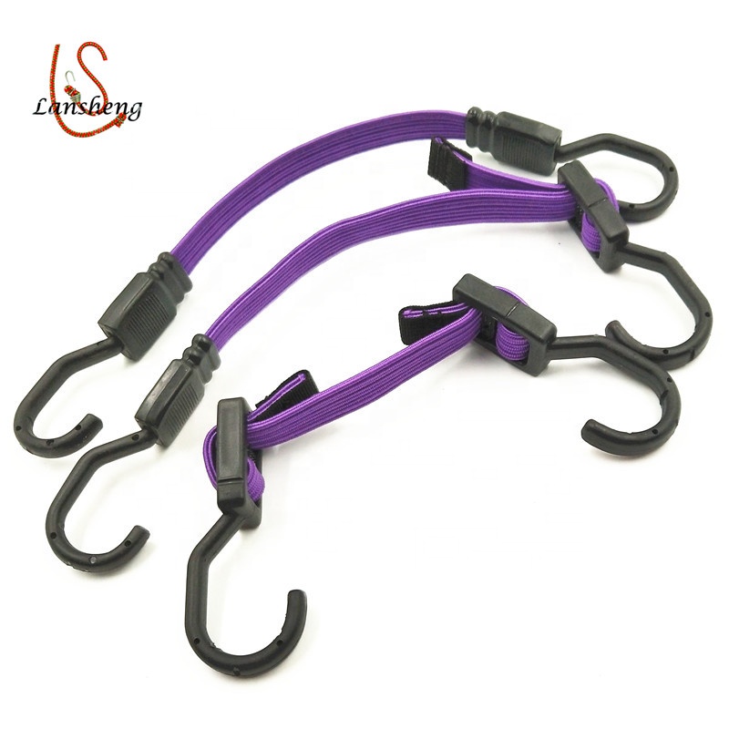 18mm Multifunction Flat Elastic Rubber Rope With Plastic Coated Steel Hook